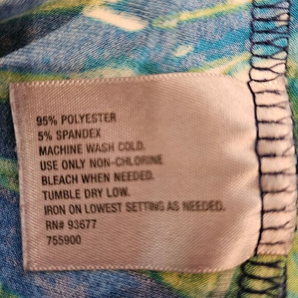 Worthington Blouse Womens 2X Bold Colorful Tropical Leaf Pleats Top casual flowy - Picture 9 of 11